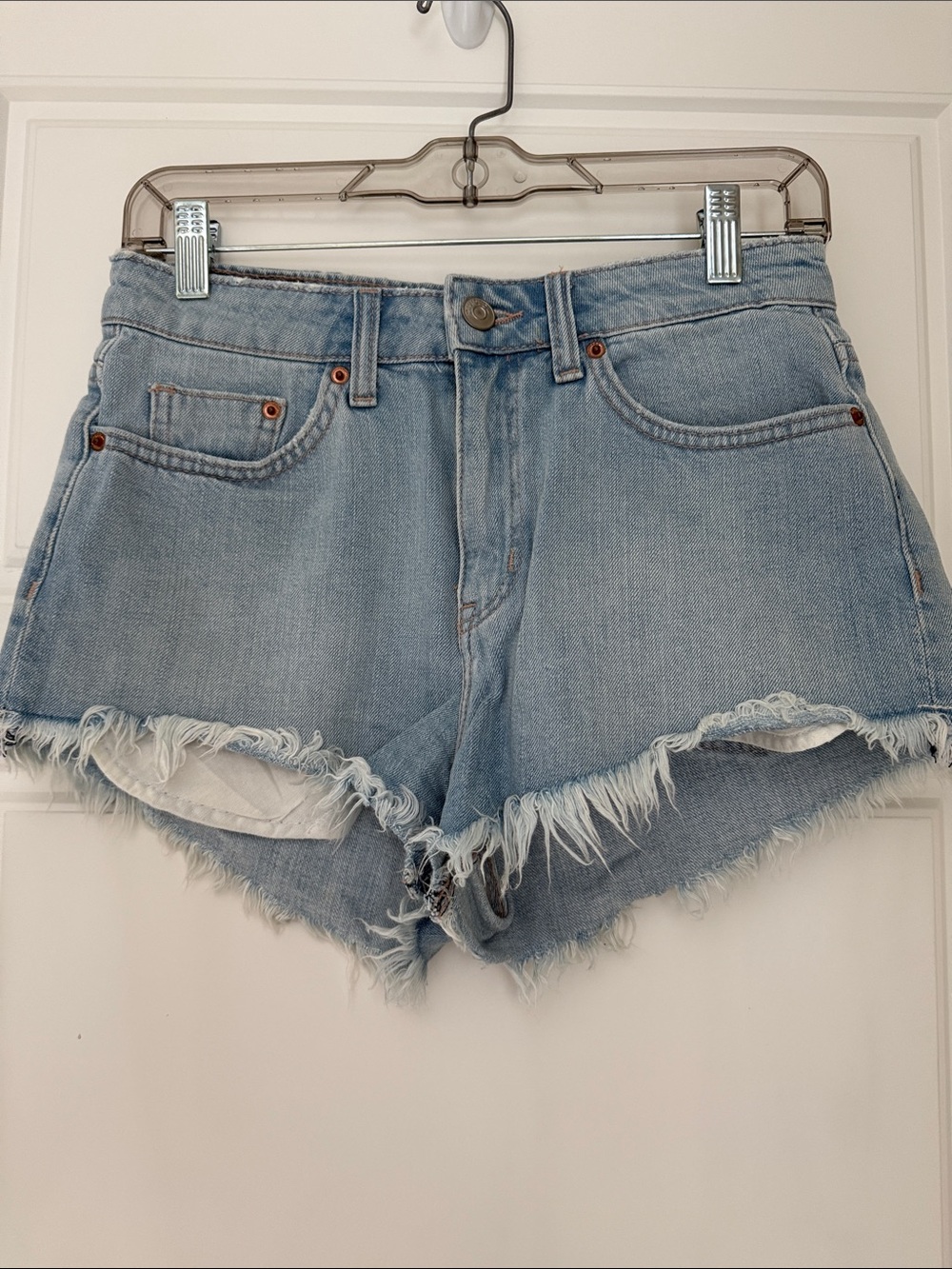 H&M Light Blue Frayed Hem Denim Shorts - Women